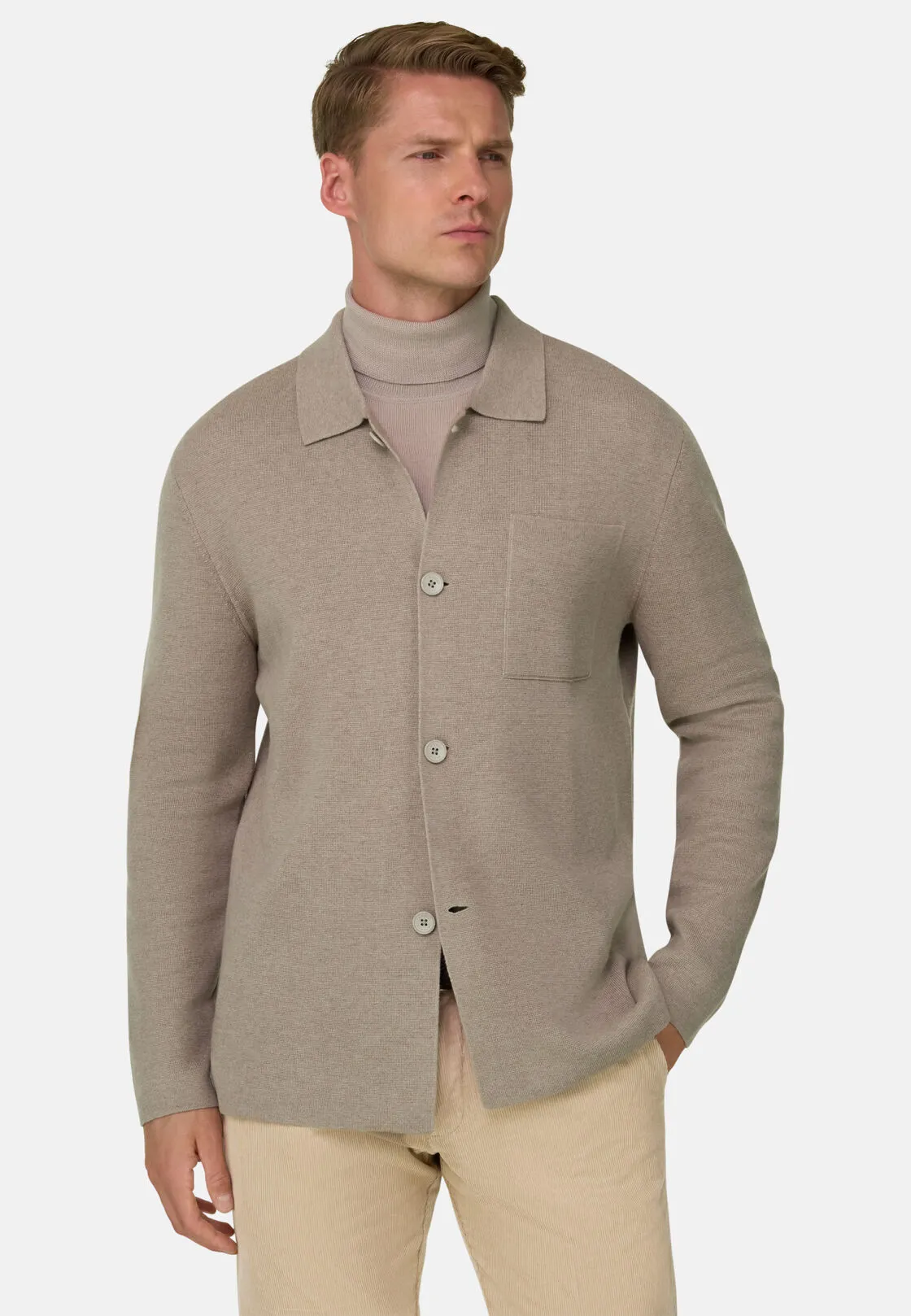 Boggi, Camicia Di Maglia In Lana Merino, Uomo, Fango, Taglia: L - immagine 1