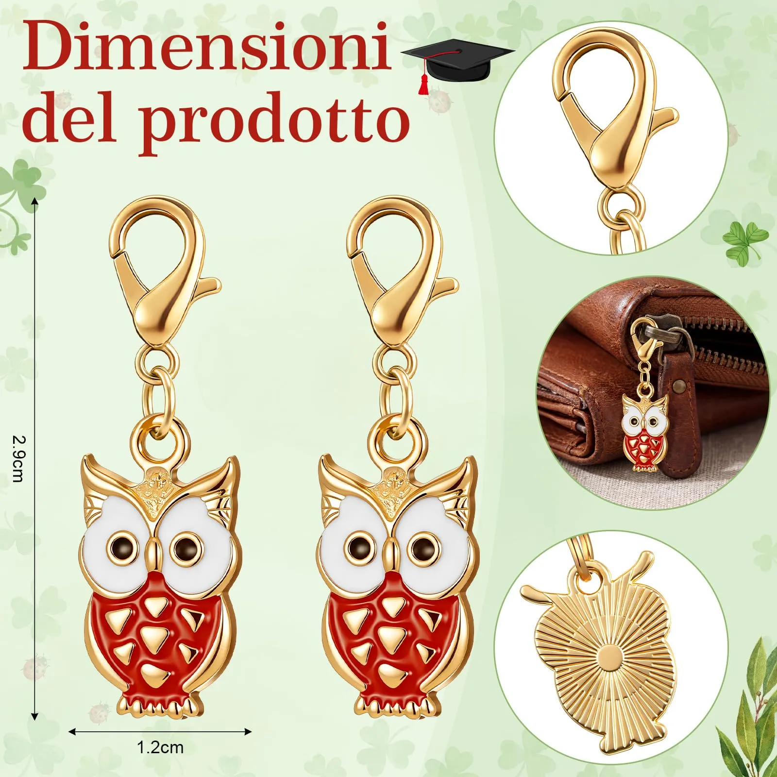 BBTO 50 Set Bomboniere Laurea con Scatoline Portachiavi Bigliettini, Gufo - immagine 4
