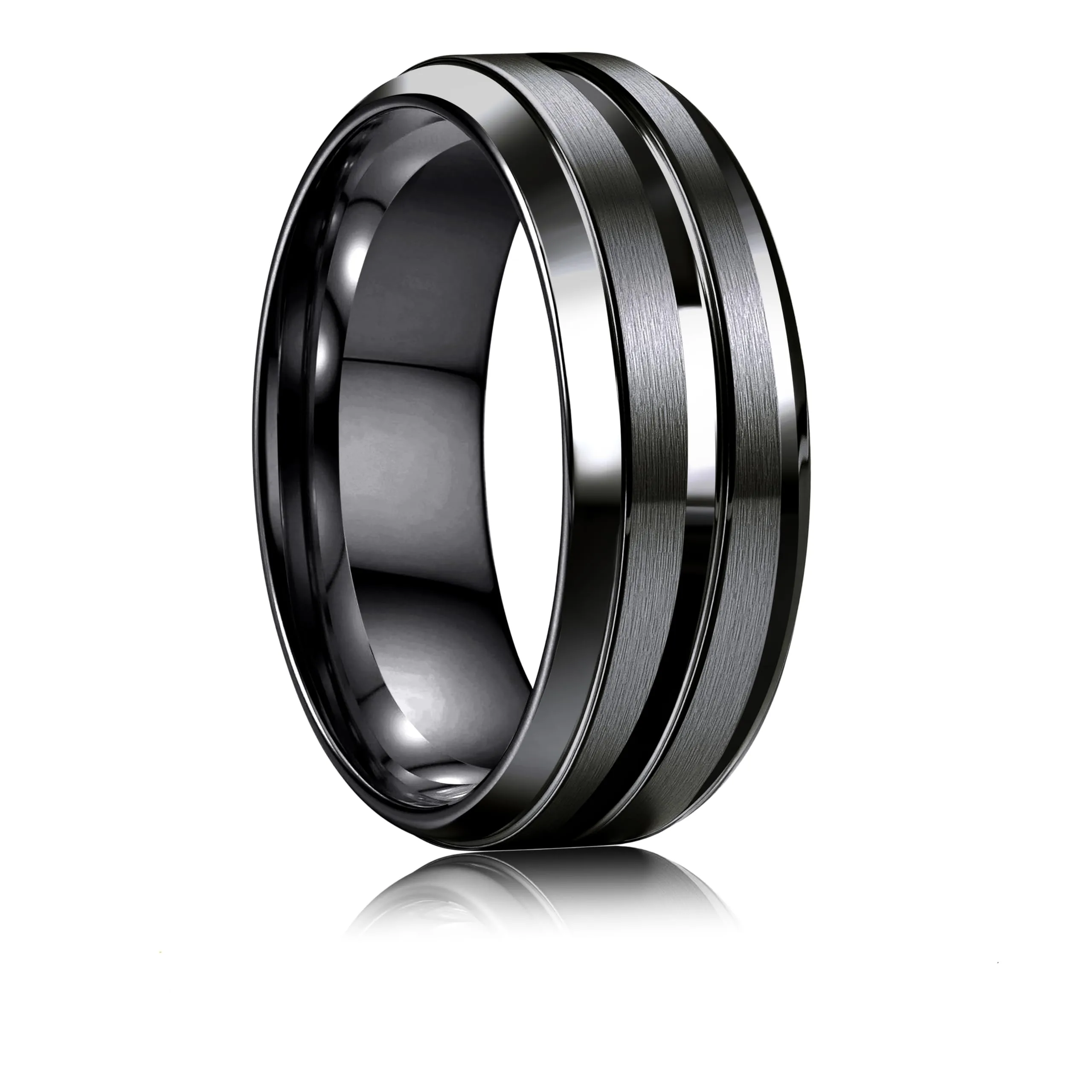 JeweBella 8MM Anello Uomo Acciaio Inossidabile Lucidatura Anelli Nuziale - immagine 1