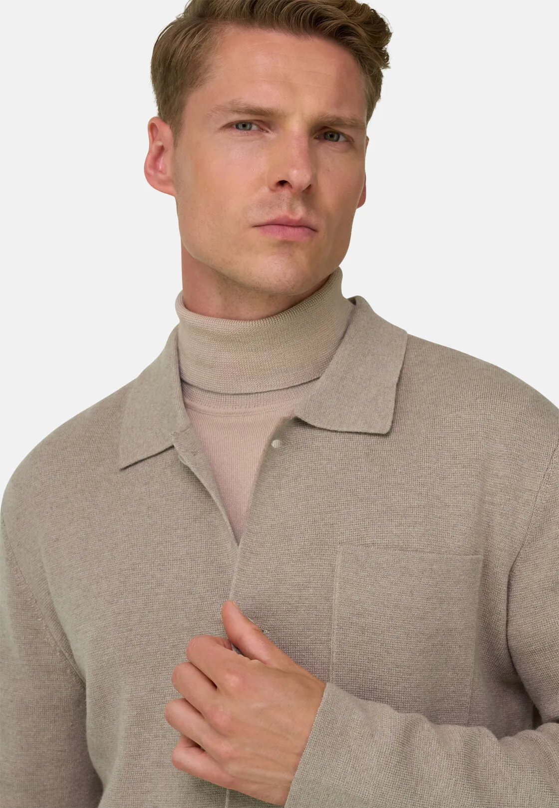 Boggi, Camicia Di Maglia In Lana Merino, Uomo, Fango, Taglia: XS - immagine 3
