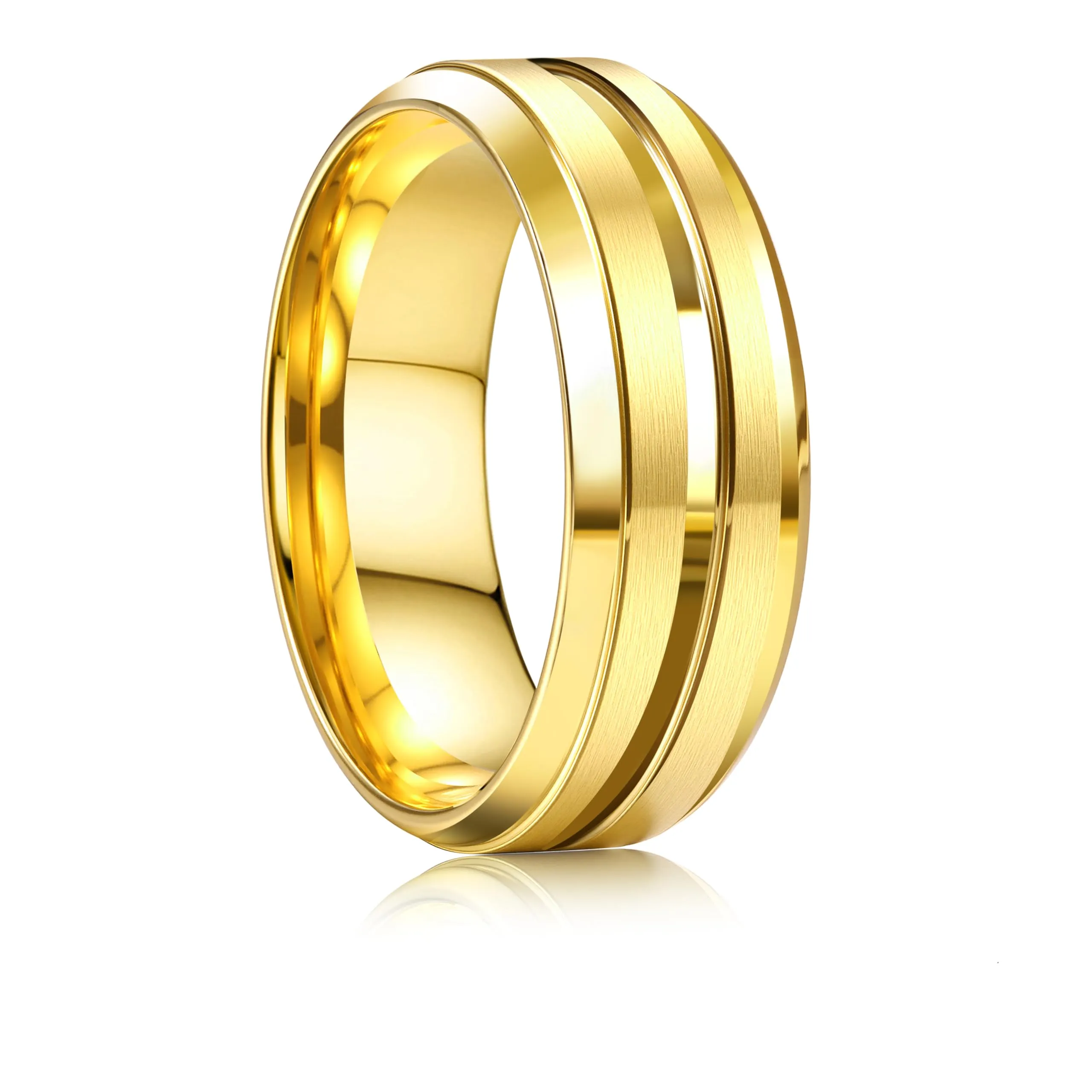 JeweBella 8MM Anello Uomo Acciaio Inossidabile Lucidatura Anelli Nuziale - immagine 1