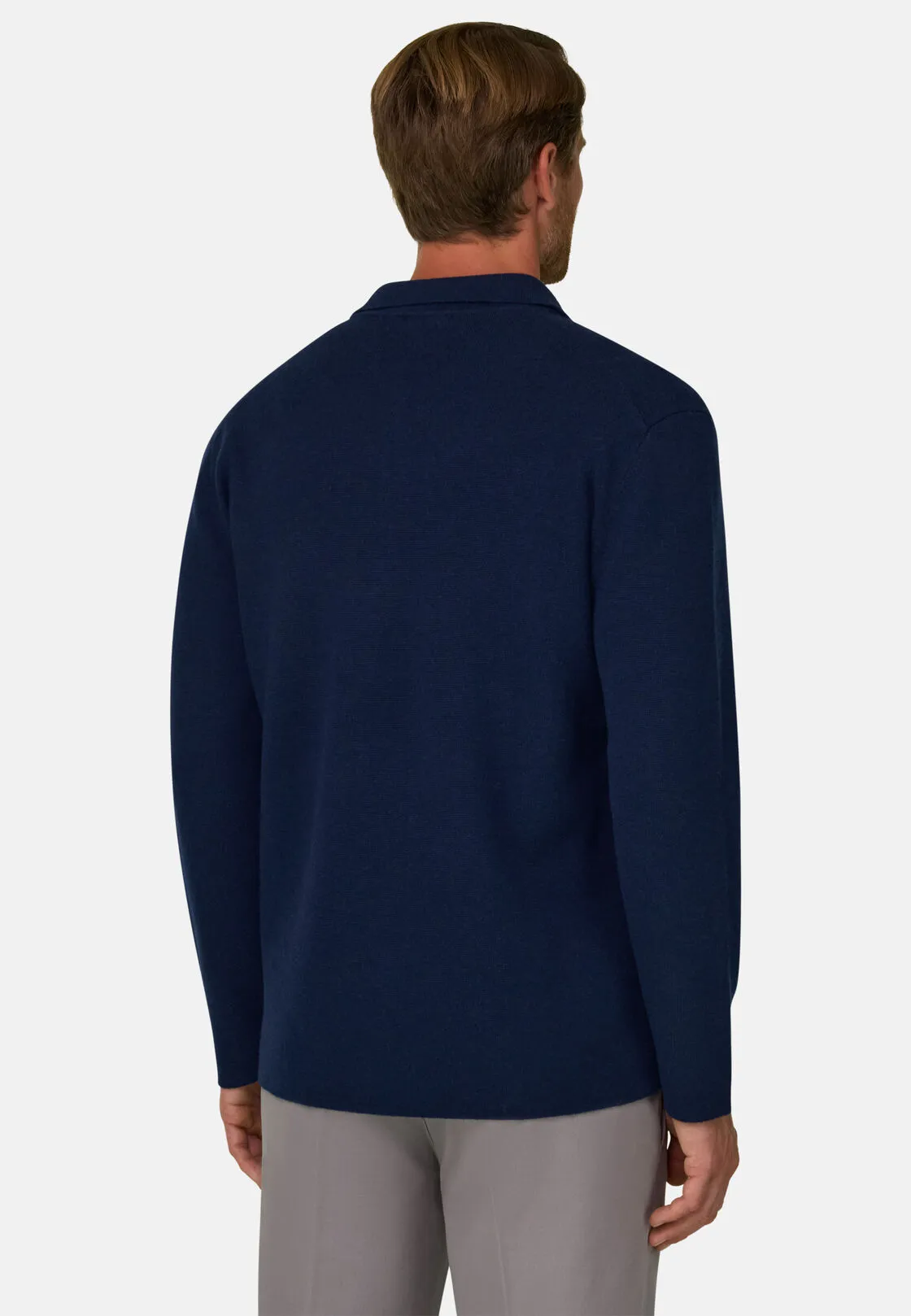 Boggi, Camicia Di Maglia In Lana Merino, Uomo, Navy, Taglia: L - immagine 4