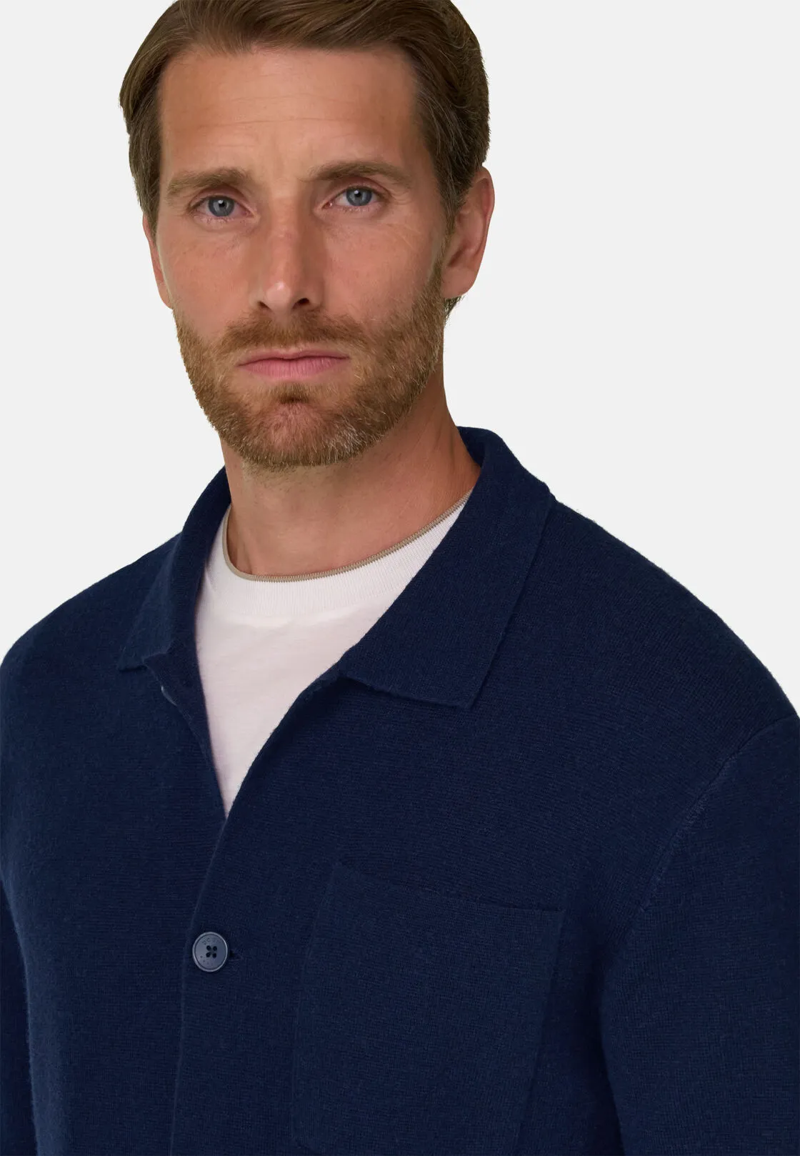 Boggi, Camicia Di Maglia In Lana Merino, Uomo, Navy, Taglia: M - immagine 3