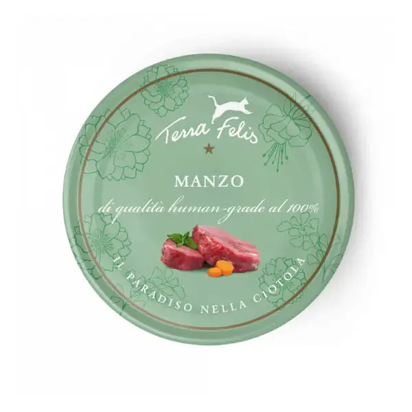 Terra Felis Umido Gatto Grain Free 80 gr Manzo - confezione da 12 pezzi - Cibo umido per gatti - immagine 1
