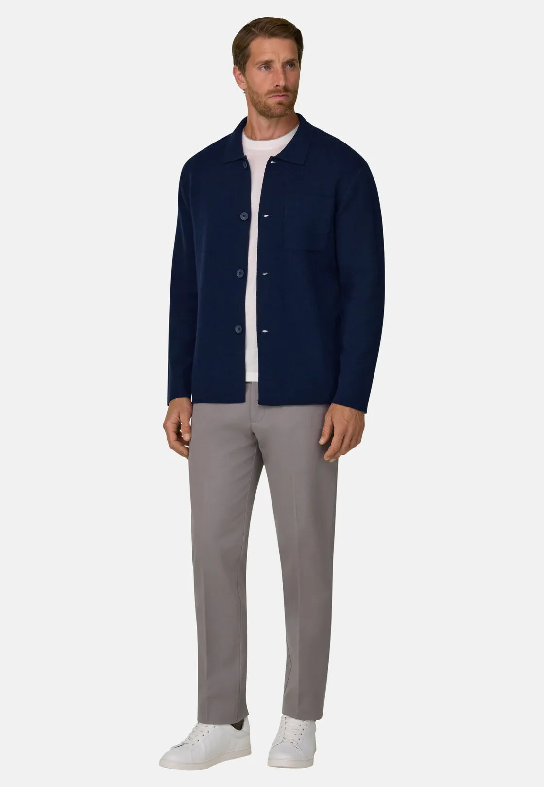 Boggi, Camicia Di Maglia In Lana Merino, Uomo, Navy, Taglia: XXL - immagine 2
