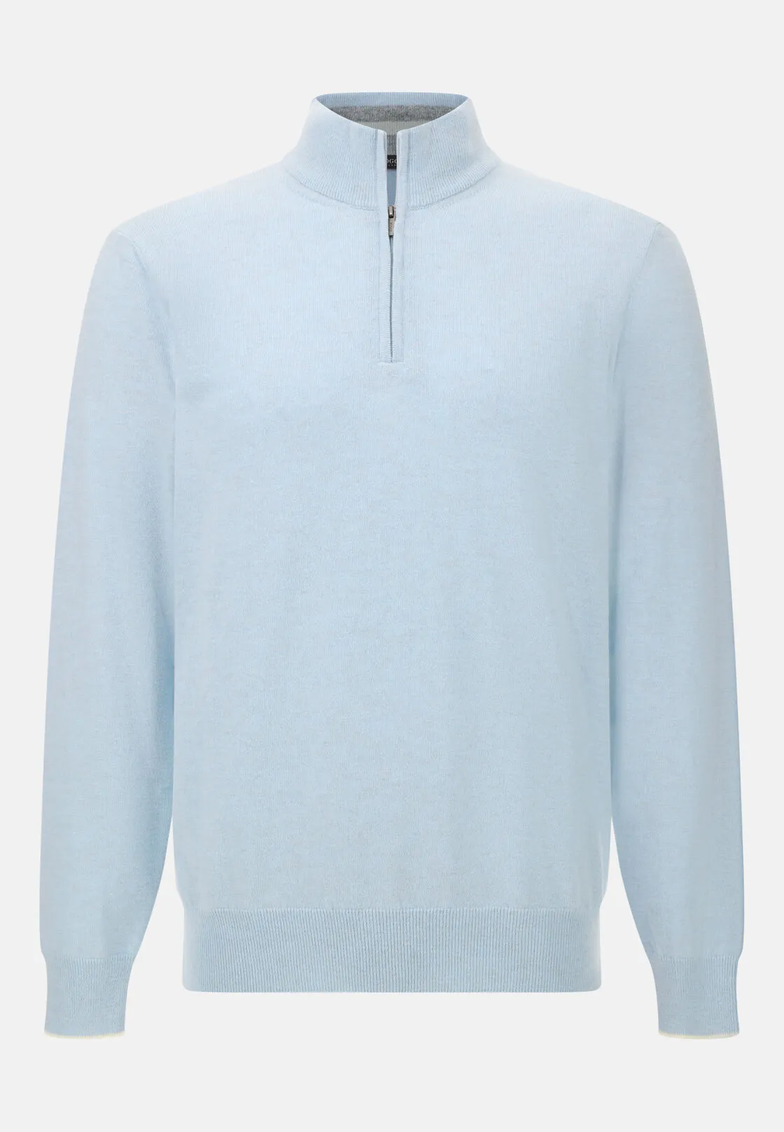 Boggi, Maglia Mezza Zip In Misto Cashmere, Uomo, Azzurro, Taglia: XXL - immagine 5