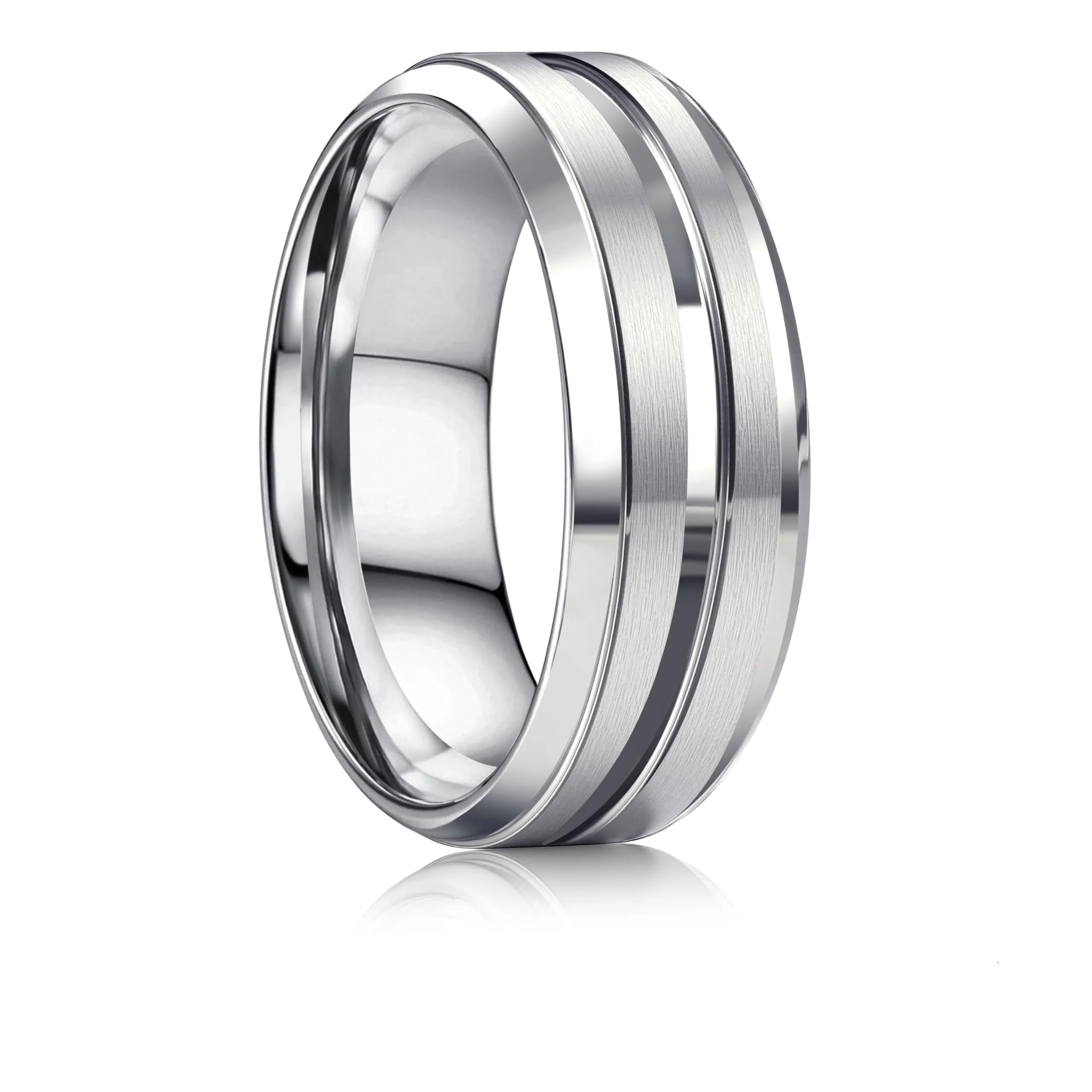 JeweBella 8MM Anello Uomo Acciaio Inossidabile Lucidatura Anelli Nuziale - immagine 1