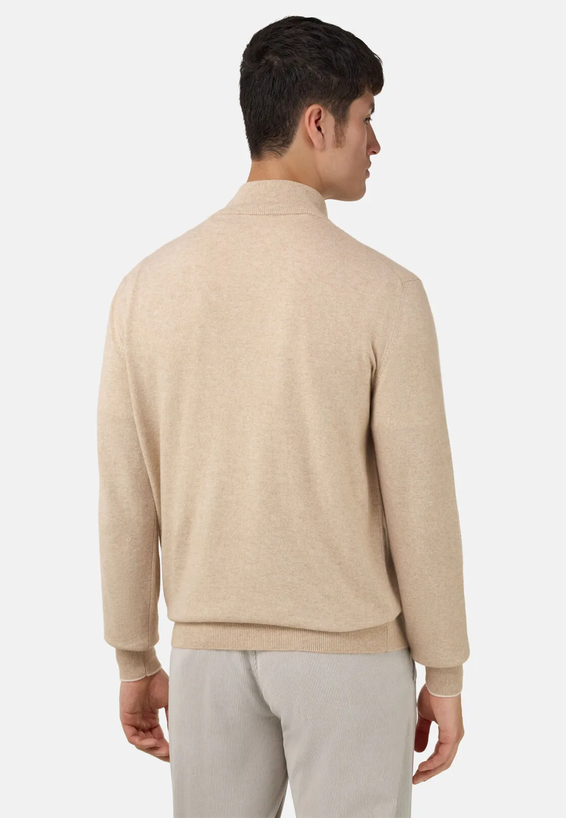 Boggi, Maglia Mezza Zip In Misto Cashmere, Uomo, Sabbia, Taglia: XS - immagine 3