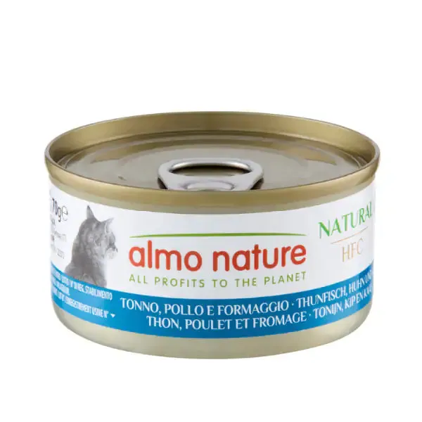 Almo Nature HFC Natural monoproteico Cat 70 gr Tonno, pollo e formaggio - confezione da 6 pezzi - immagine 1