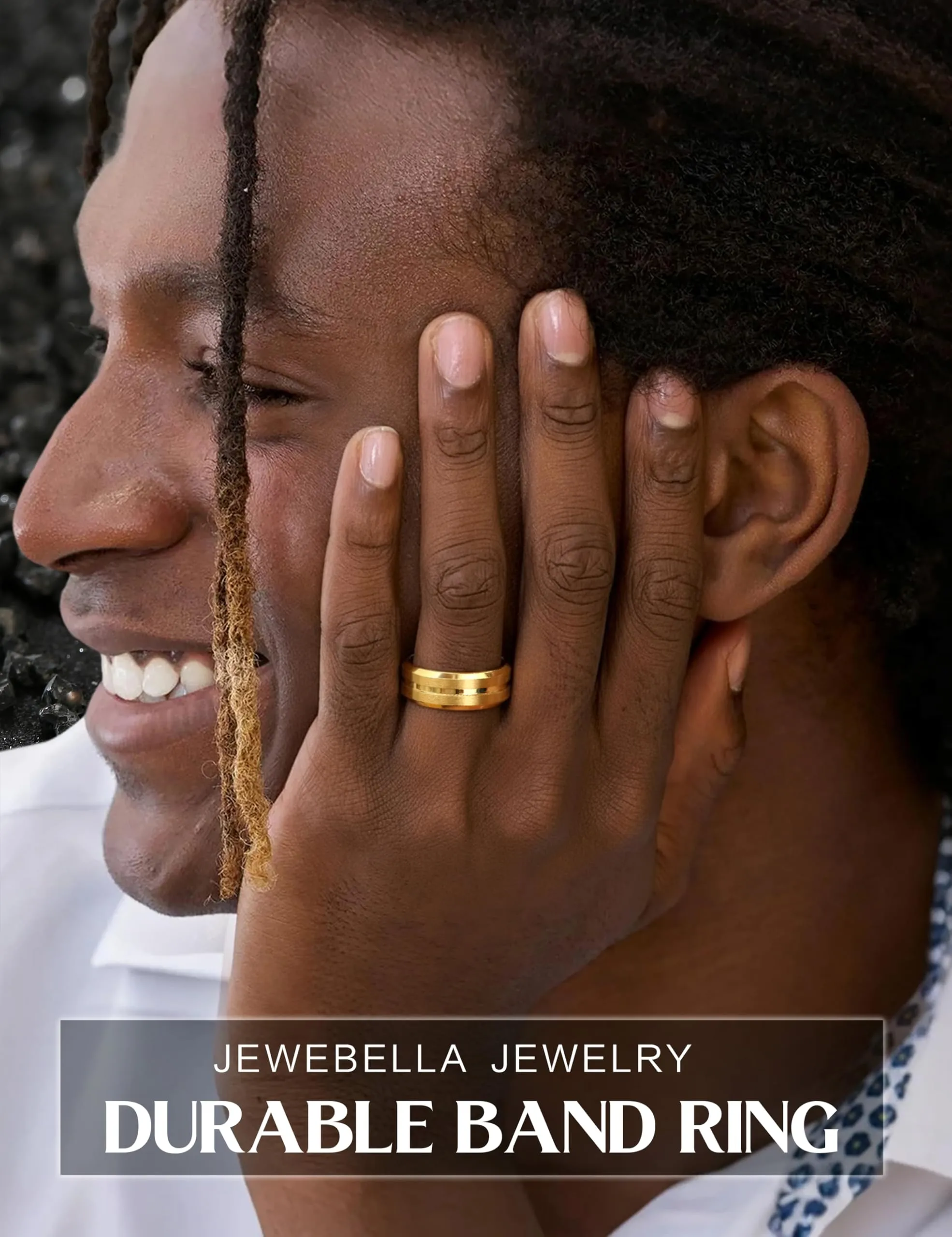 JeweBella 8MM Anello Uomo Acciaio Inossidabile Lucidatura Anelli Nuziale - immagine 4
