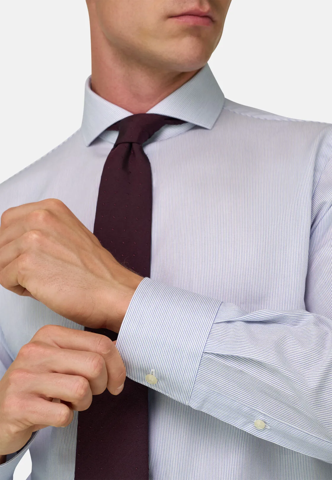 Boggi, Camicia A Righe In Cotone Slim Fit, Uomo, Azzurro, Taglia: 41 - immagine 4