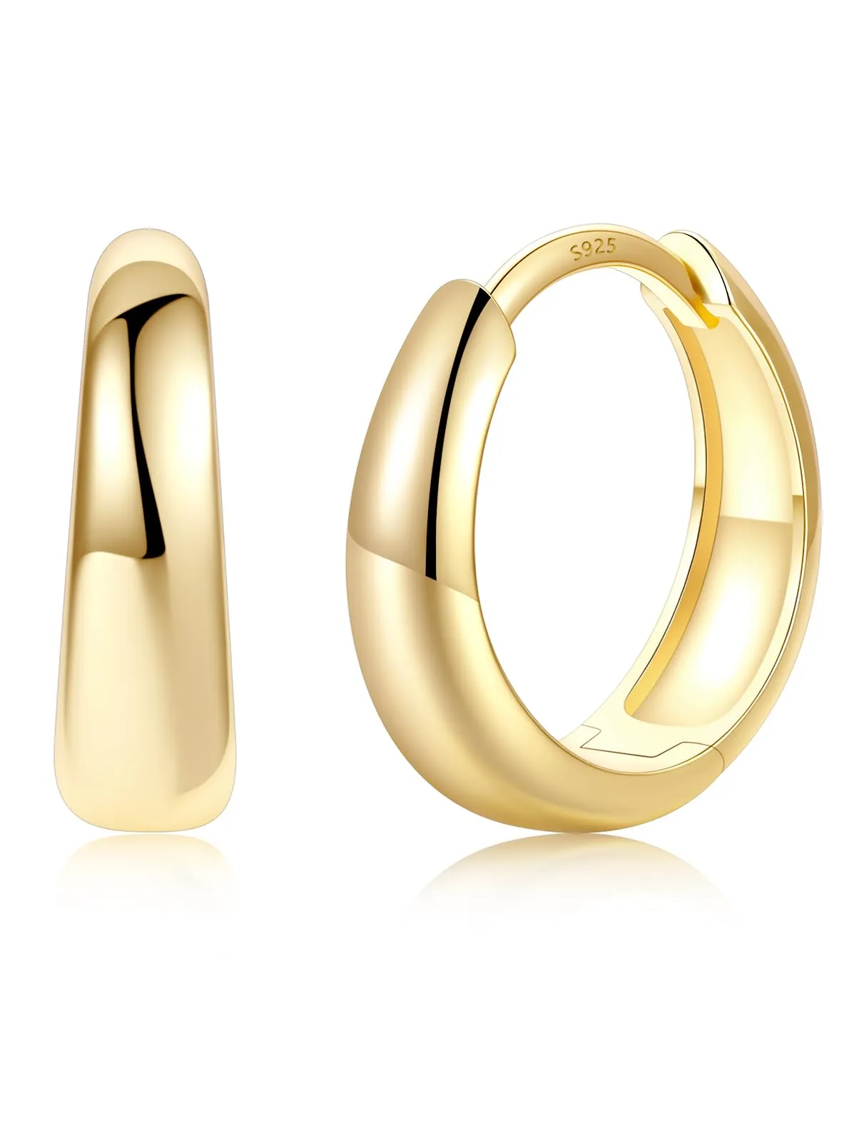 Silvora 12mm Orecchini Donna a Cerchio Oro Dorati Piccoli - immagine 1