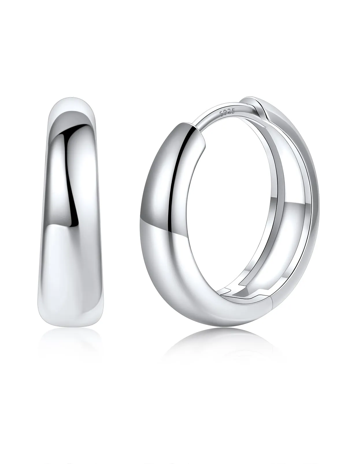 Silvora 14mm Orecchini Donna a Cerchio Argento Piccoli - immagine 1