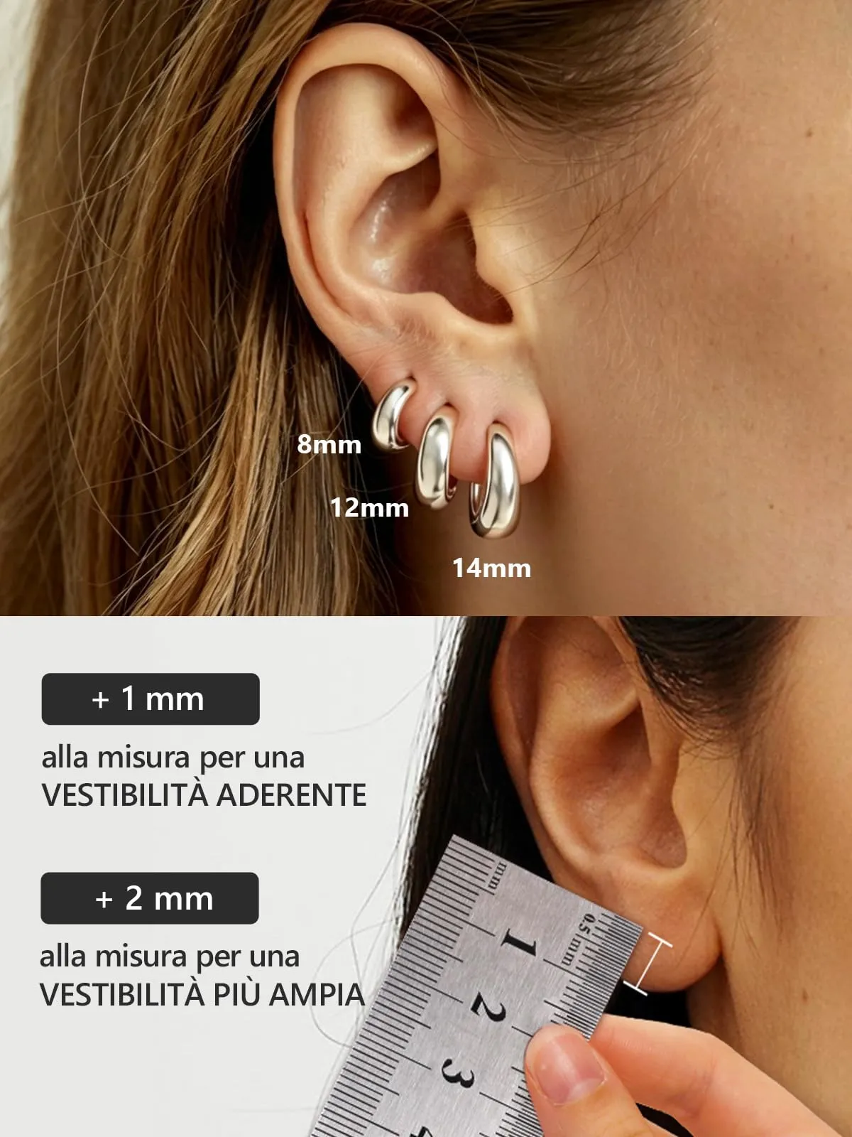 Silvora 14mm Orecchini Donna a Cerchio Argento Piccoli - immagine 6
