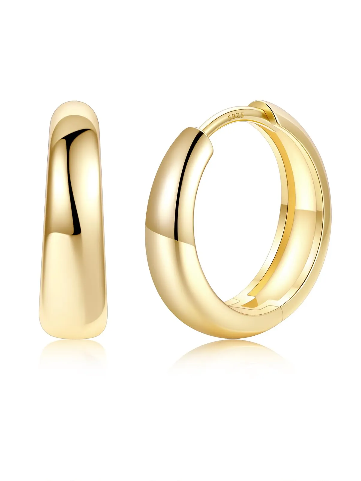 Silvora 14mm Orecchini Donna a Cerchio Oro Dorati Piccoli - immagine 1
