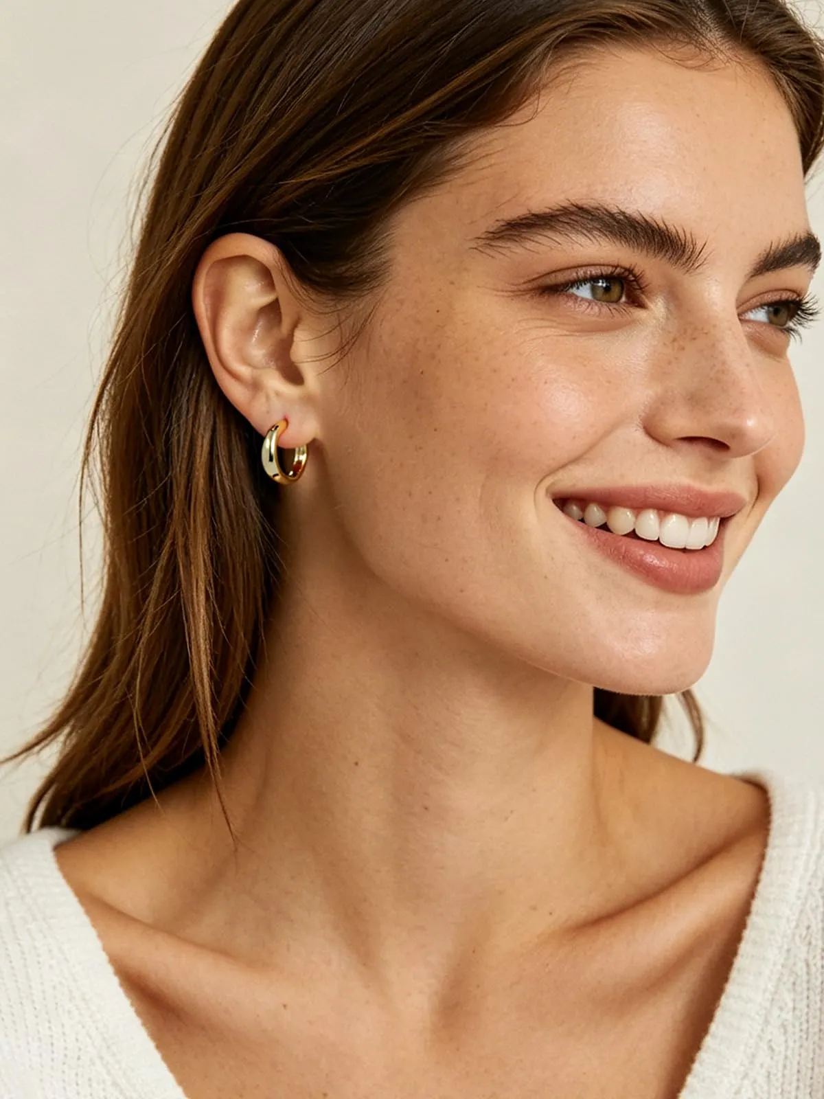 Silvora 14mm Orecchini Donna a Cerchio Oro Dorati Piccoli - immagine 2