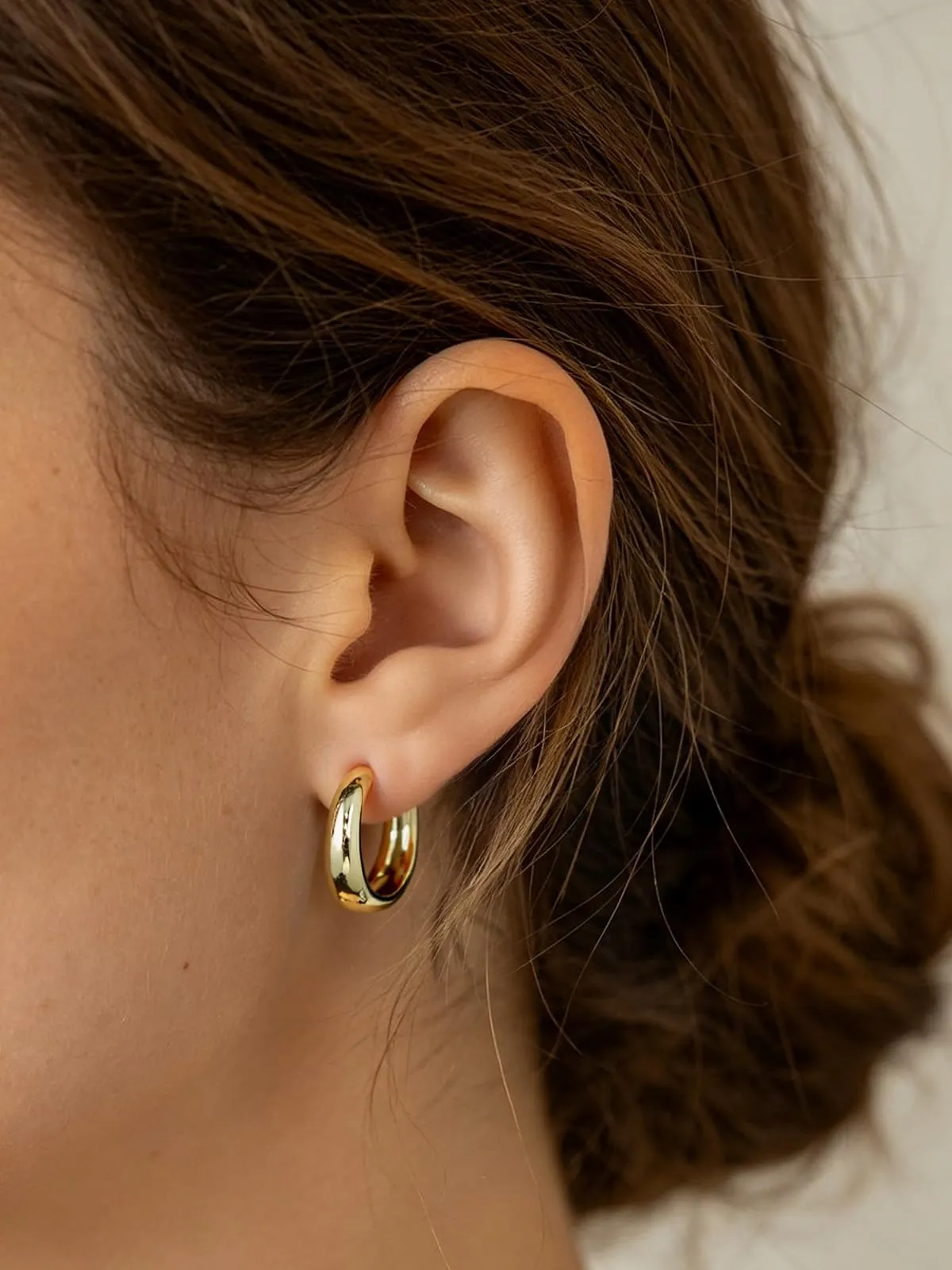 Silvora 14mm Orecchini Donna a Cerchio Oro Dorati Piccoli - immagine 3