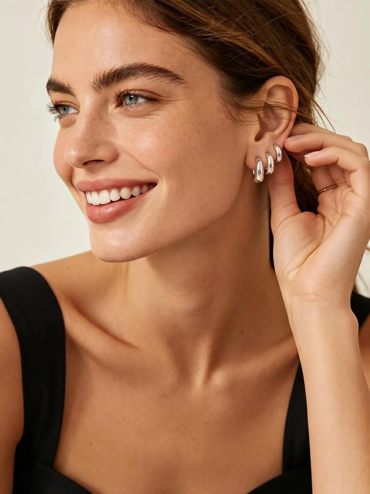 Silvora 8mm Orecchini Donna a Cerchio Argento Piccoli - immagine 4