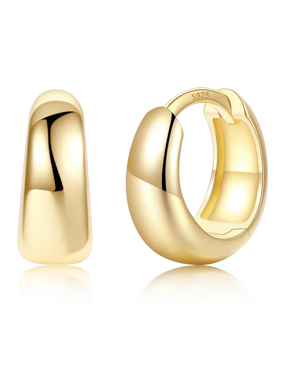 Silvora 8mm Orecchini Donna a Cerchio Oro Dorati Piccoli - immagine 1