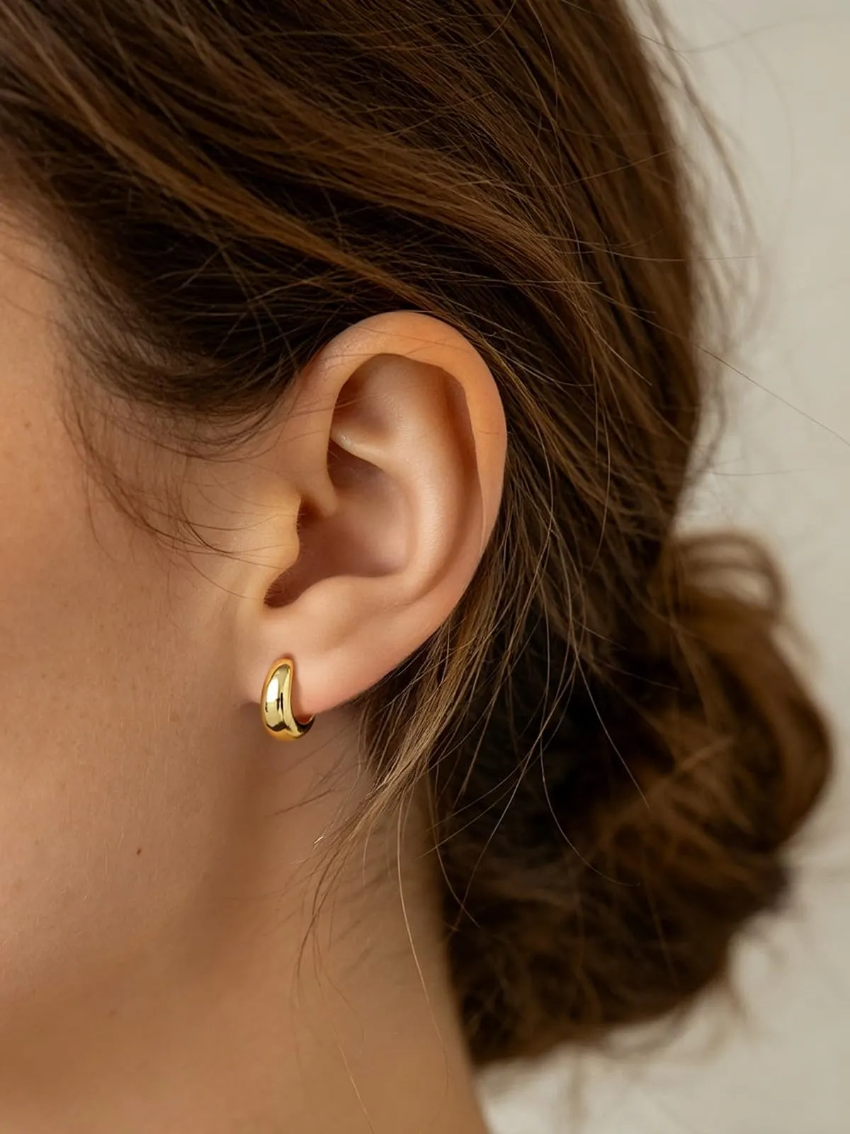 Silvora 8mm Orecchini Donna a Cerchio Oro Dorati Piccoli - immagine 3