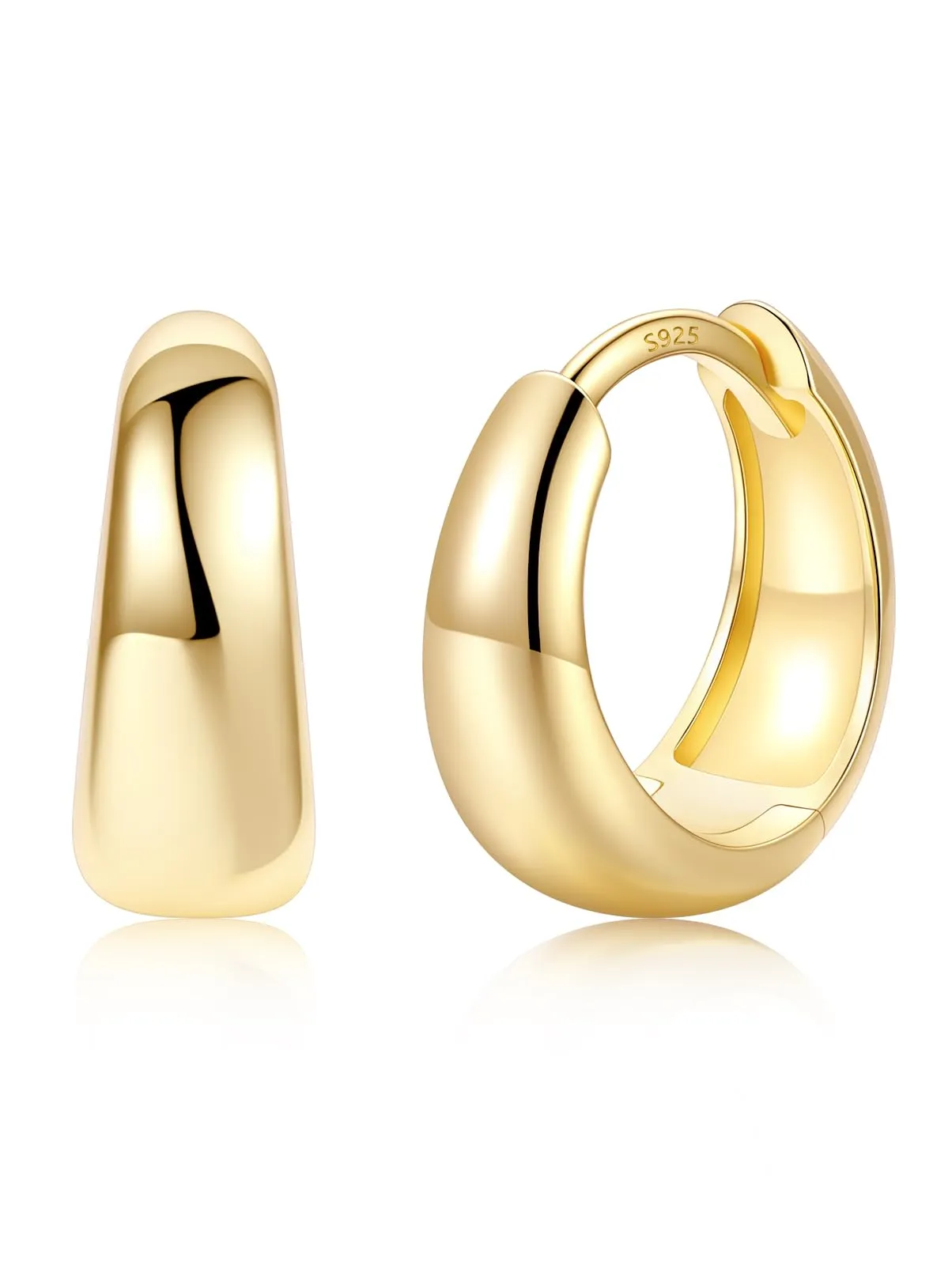 Silvora 10mm Orecchini Donna a Cerchio Oro Dorati Piccoli - immagine 1