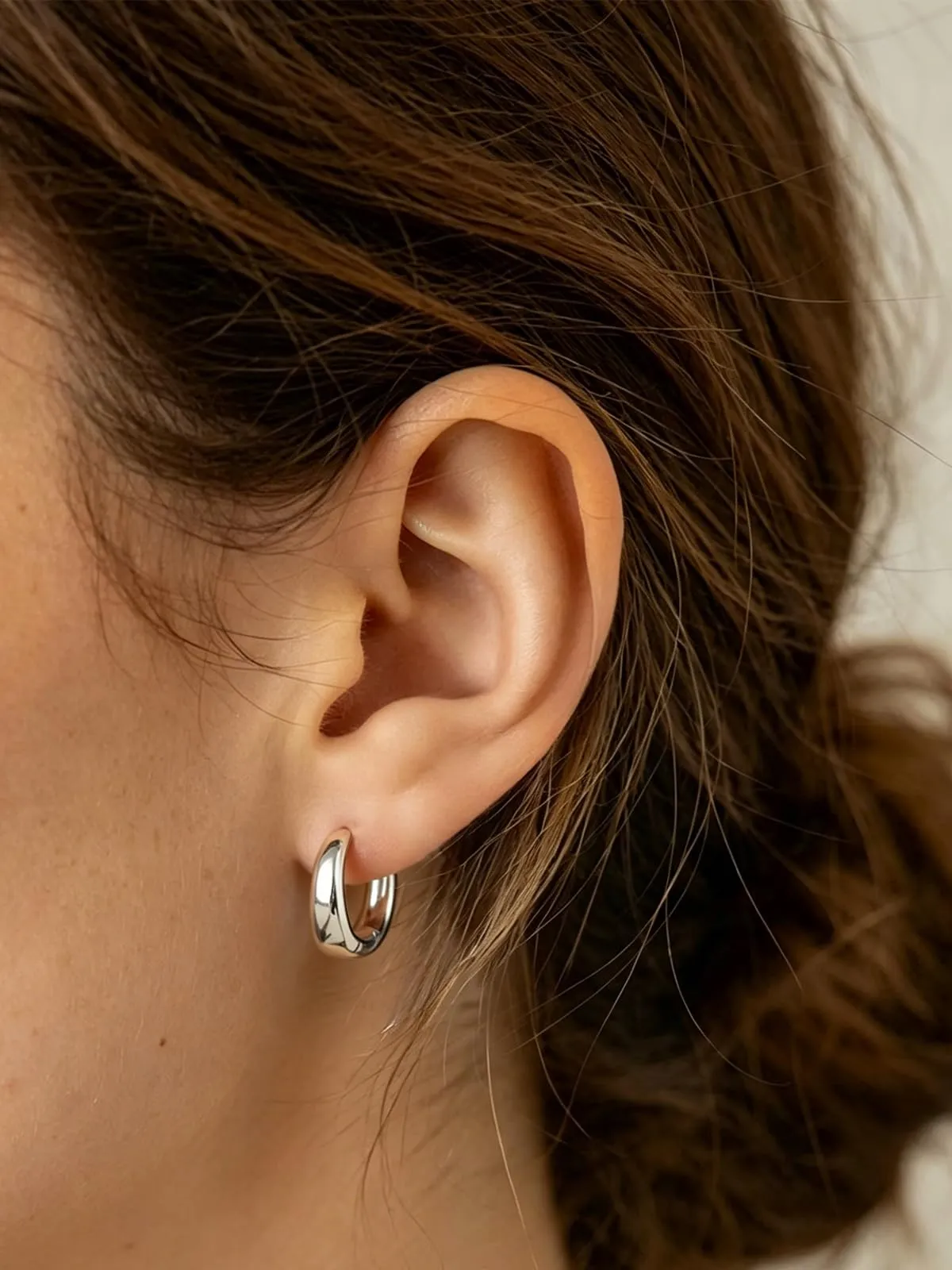 Silvora 12mm Orecchini Donna a Cerchio Argento Piccoli - immagine 3