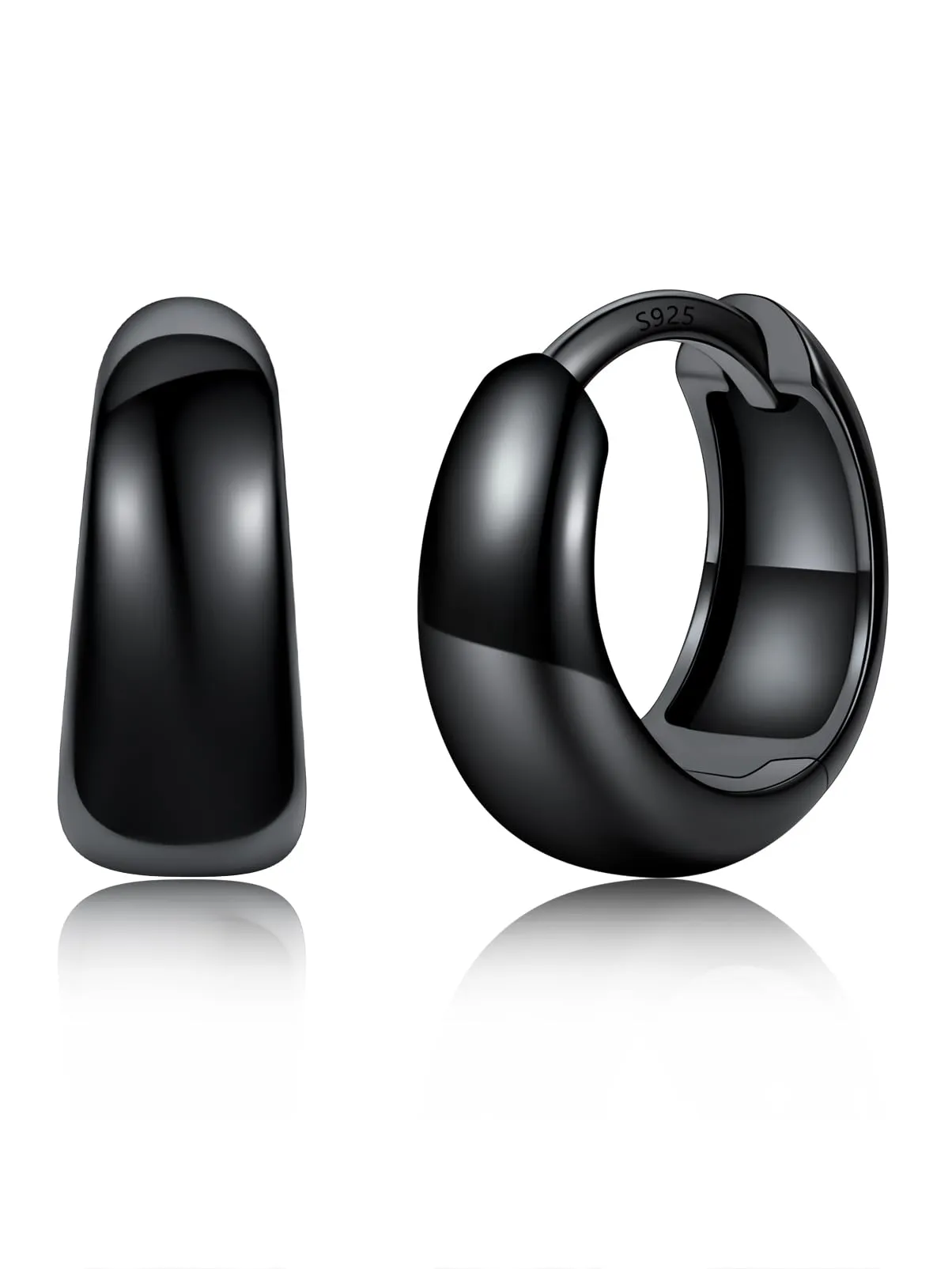 Silvora 8mm Orecchini Donna a Cerchio Nero Piccoli - immagine 1