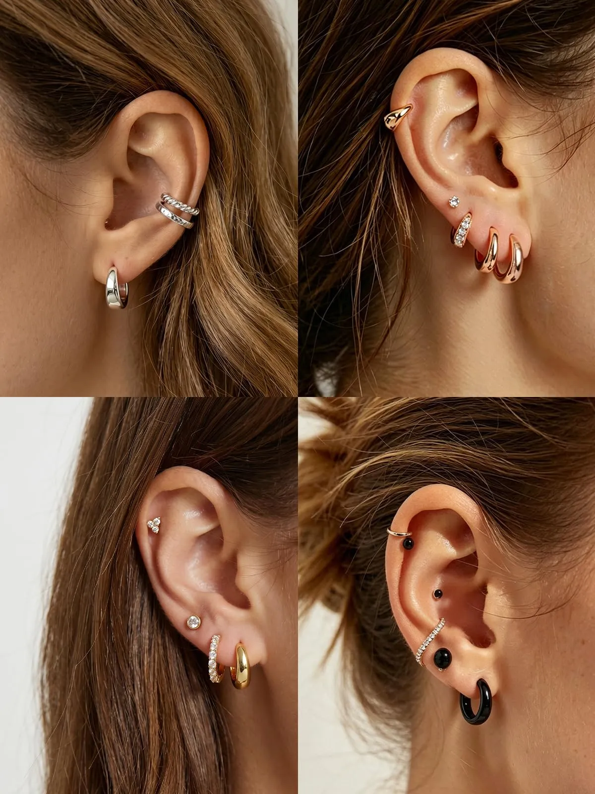Silvora 8mm Orecchini Donna a Cerchio Nero Piccoli - immagine 4