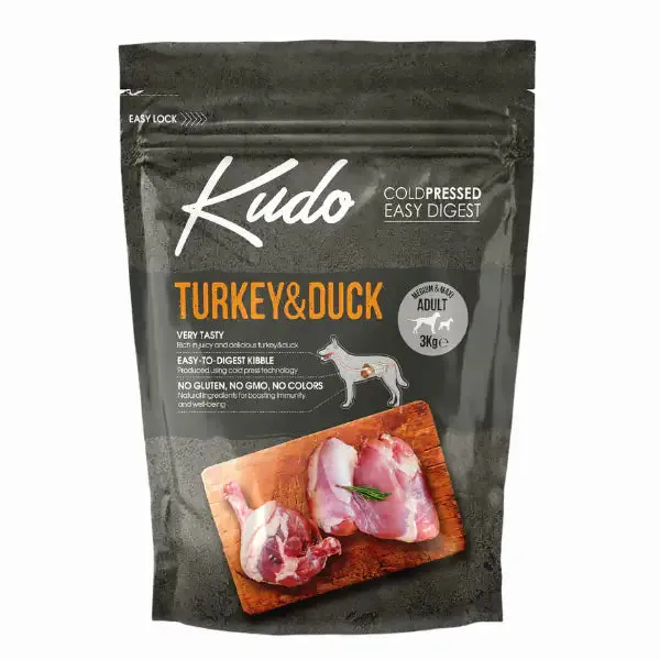Kudo Low Grain Adult Medium/Maxi Tacchino e Anatra 3 kg - Croccantini per cani - immagine 1