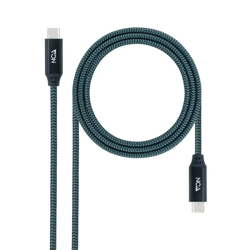 Cavo Nanocable USB 3.2 Gen2x2 20Gbps 5A/100W 4K/60Hz USB-C maschio/maschio 50 cm verde acqua/nero - immagine 1