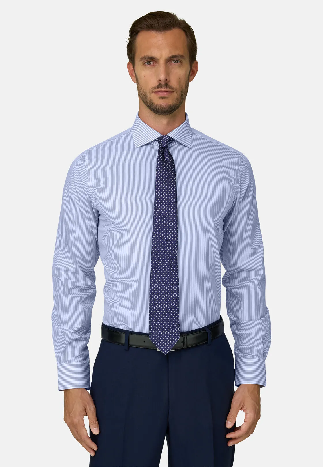 Boggi, Camicia A Righe In Cotone Regular Fit, Uomo, Azzurro, Taglia: 46 - immagine 1