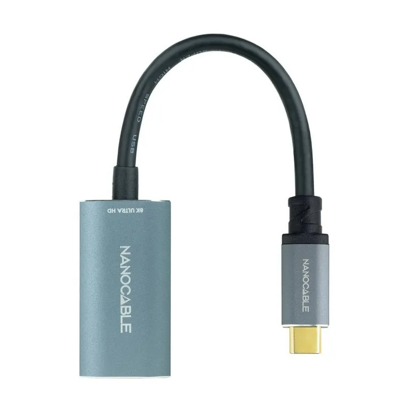 Cavo convertitore Nanocable USB Type-C maschio a DisplayPort femmina da 15 cm grigio - immagine 1
