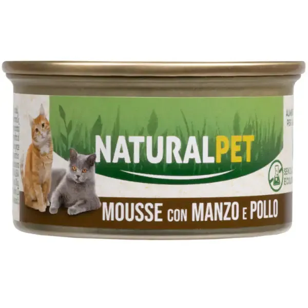 NaturalPet Cat Adult Mousse 85 gr Manzo e pollo (scadenza: 27/03/2027) - immagine 1