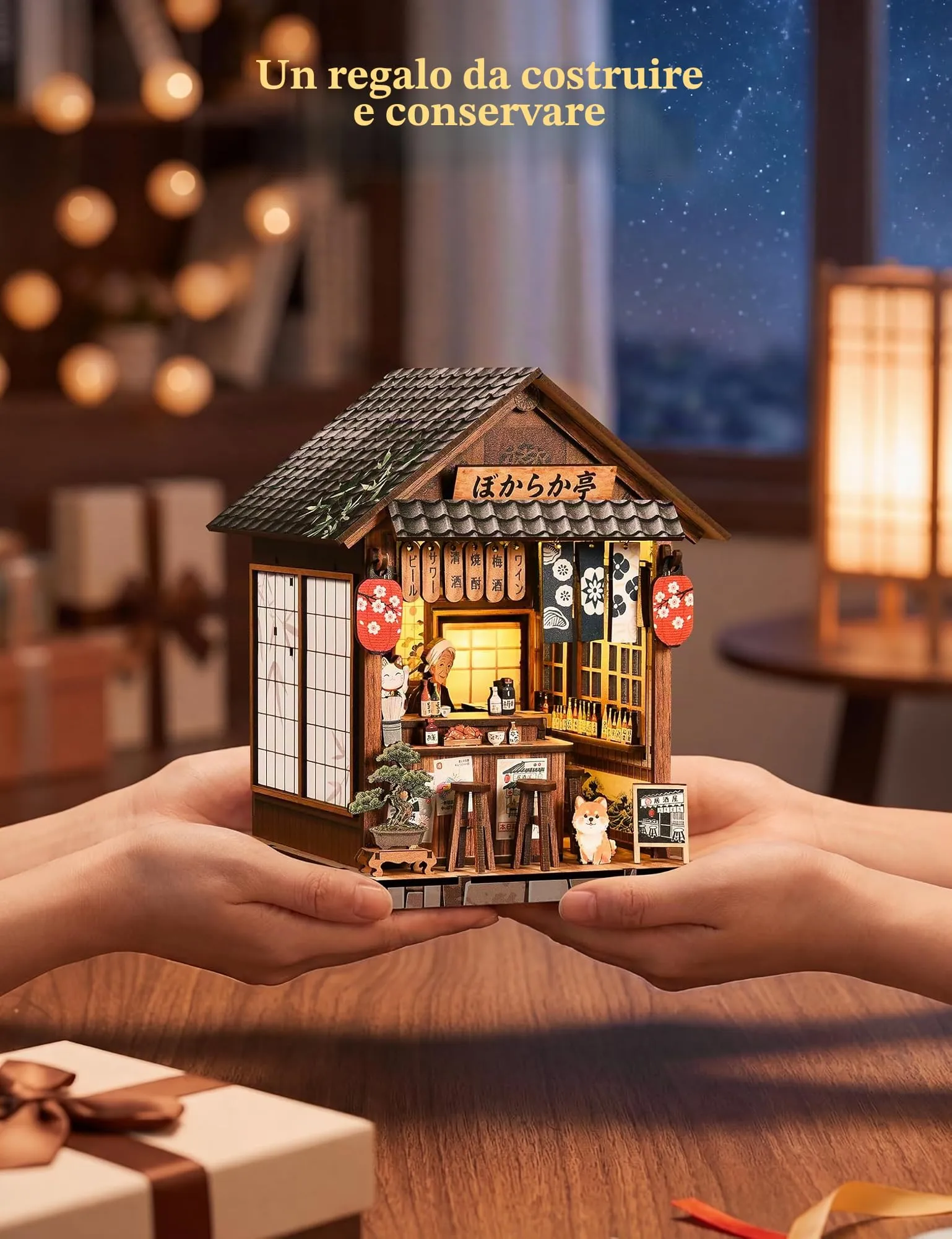 Besserite Book Nook Giapponese con Luci LED – Izakaya Miniatura per Adulti, Kit Modellismo Miniature Fai da Te, Diorama da Libreria 3D, Puzzle 3D Decorativo Illuminato, Regalo per Natale o Compleanno - immagine 8