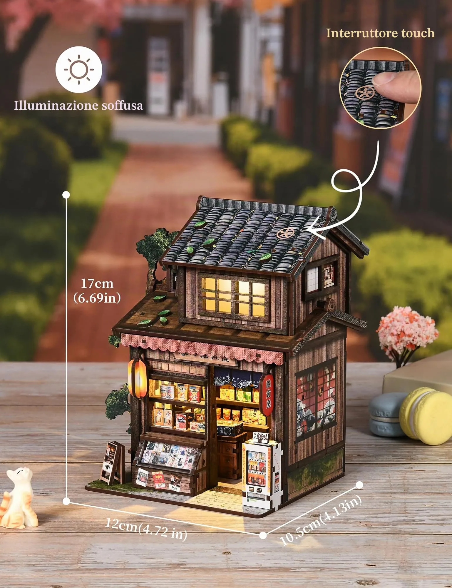 Besserite Kit di Modellismo Diorama – Book Nook Giapponese con Luci LED – Miniature Case Fai da Te – Puzzle 3D Decorativo per Libreria – Kit Miniature Adulti – Idea Regalo Unica per Chi Ama Costruire - immagine 7