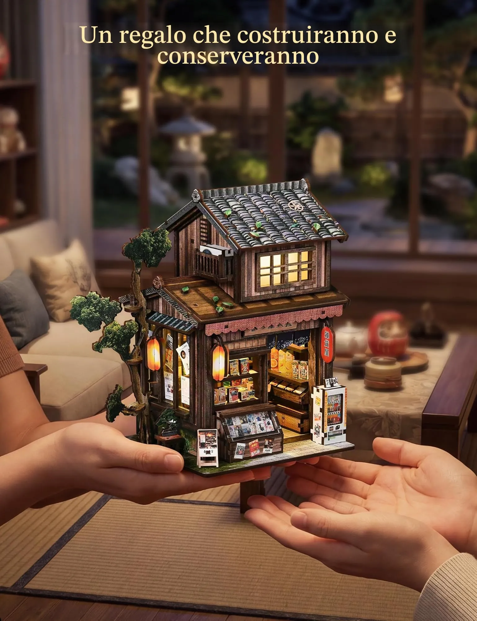 Besserite Kit di Modellismo Diorama – Book Nook Giapponese con Luci LED – Miniature Case Fai da Te – Puzzle 3D Decorativo per Libreria – Kit Miniature Adulti – Idea Regalo Unica per Chi Ama Costruire - immagine 8
