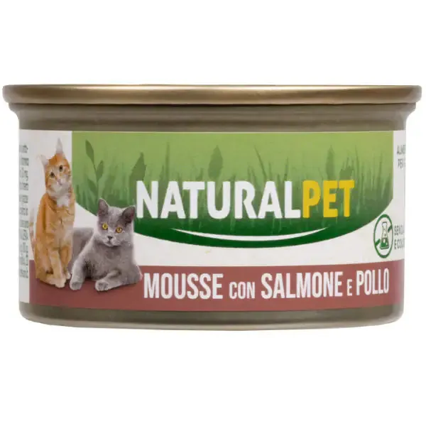 NaturalPet Cat Adult Mousse 85 gr Salmone e pollo - immagine 1