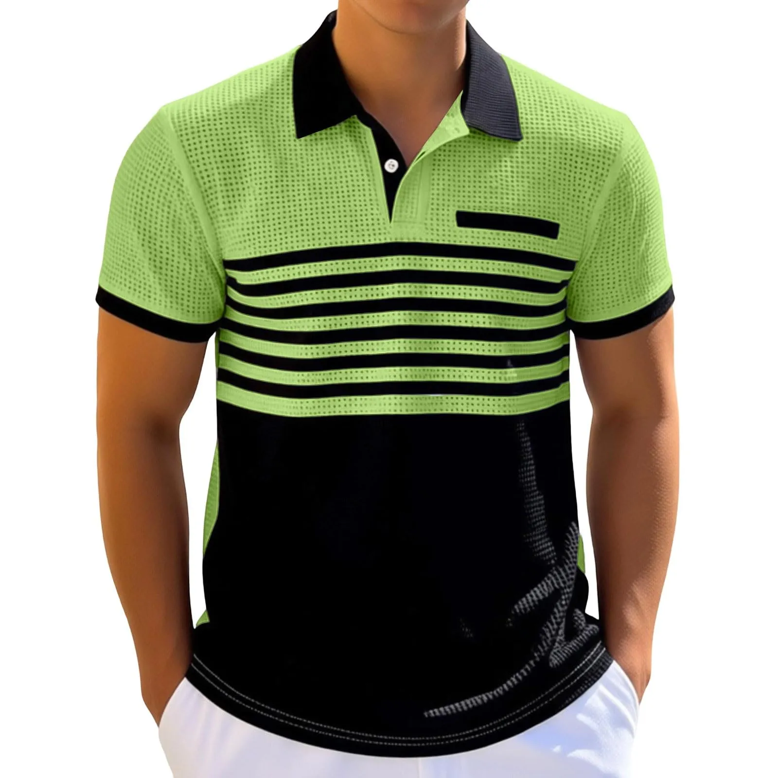 Polo da Rugby a Righe da Uomo Classico Camicia Vintage a Maniche Lunghe Polo a Righe con Colletto Rovesciato Polo da Uomo Oversized a Maniche Lunghe T-Shirt con Vestibilità Normale Sweatshirt a - immagine 1