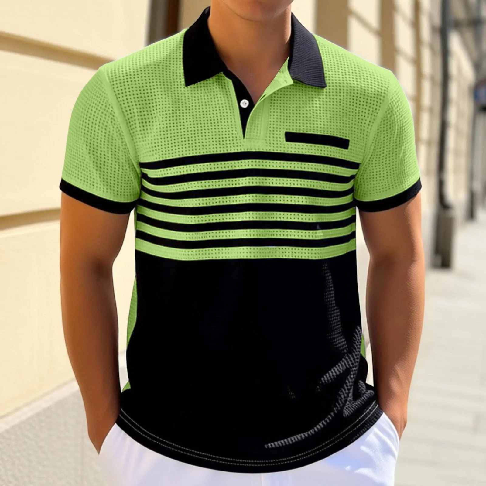 Polo da Rugby a Righe da Uomo Classico Camicia Vintage a Maniche Lunghe Polo a Righe con Colletto Rovesciato Polo da Uomo Oversized a Maniche Lunghe T-Shirt con Vestibilità Normale Sweatshirt a - immagine 2