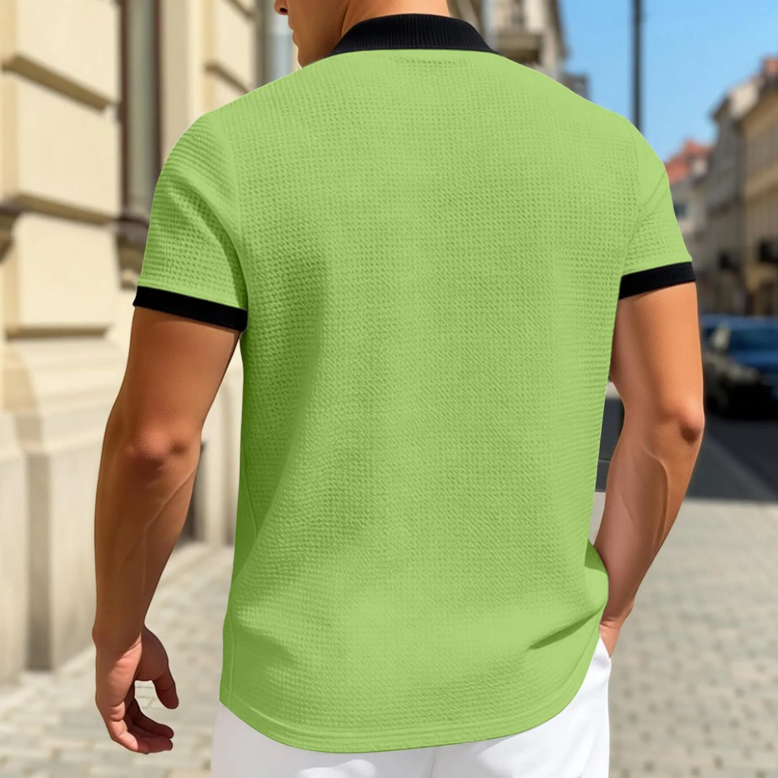 Polo da Rugby a Righe da Uomo Classico Camicia Vintage a Maniche Lunghe Polo a Righe con Colletto Rovesciato Polo da Uomo Oversized a Maniche Lunghe T-Shirt con Vestibilità Normale Sweatshirt a - immagine 3
