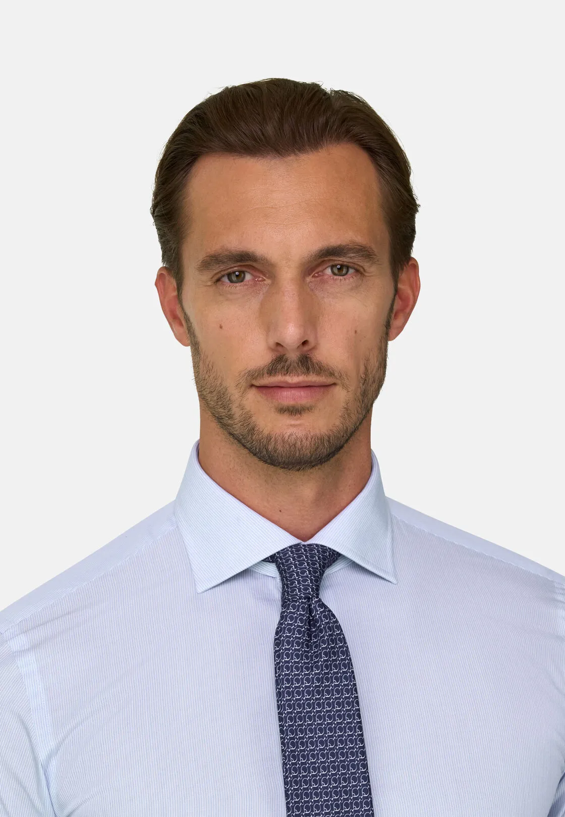 Boggi, Camicia A Righe In Cotone Slim Fit, Uomo, Azzurro, Taglia: 44 - immagine 3