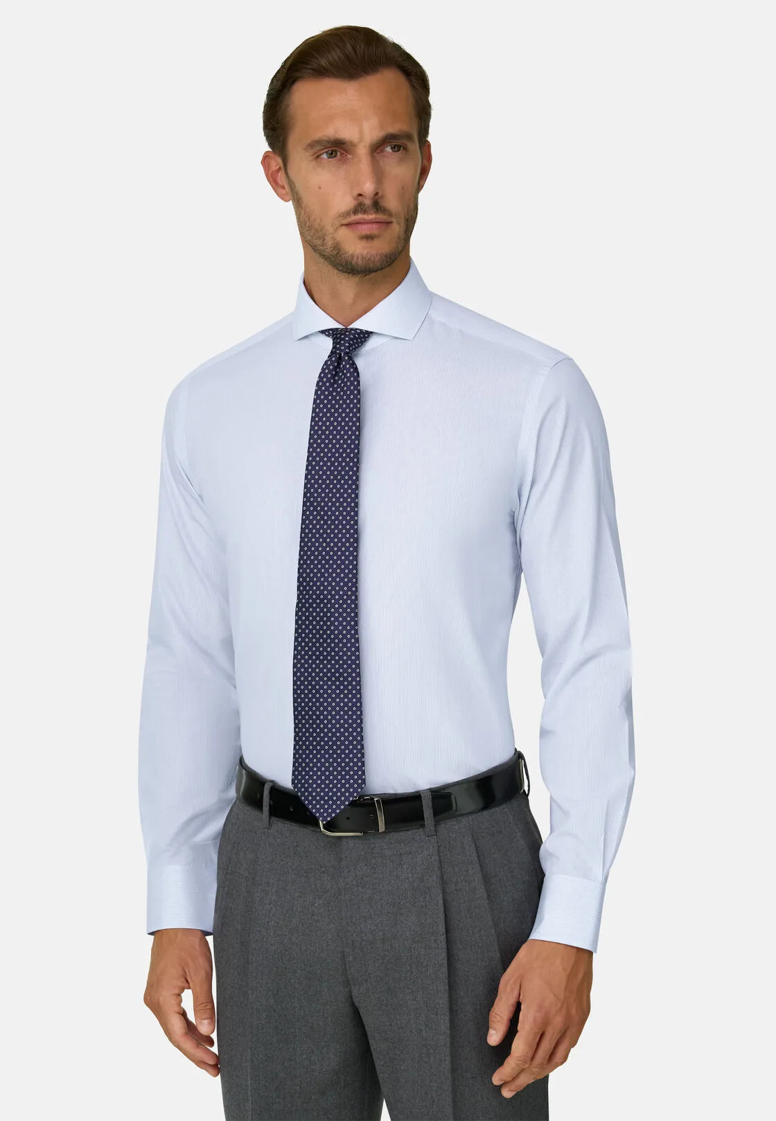 Boggi, Camicia A Righe In Cotone Slim Fit, Uomo, Blu, Taglia: 38 - immagine 1