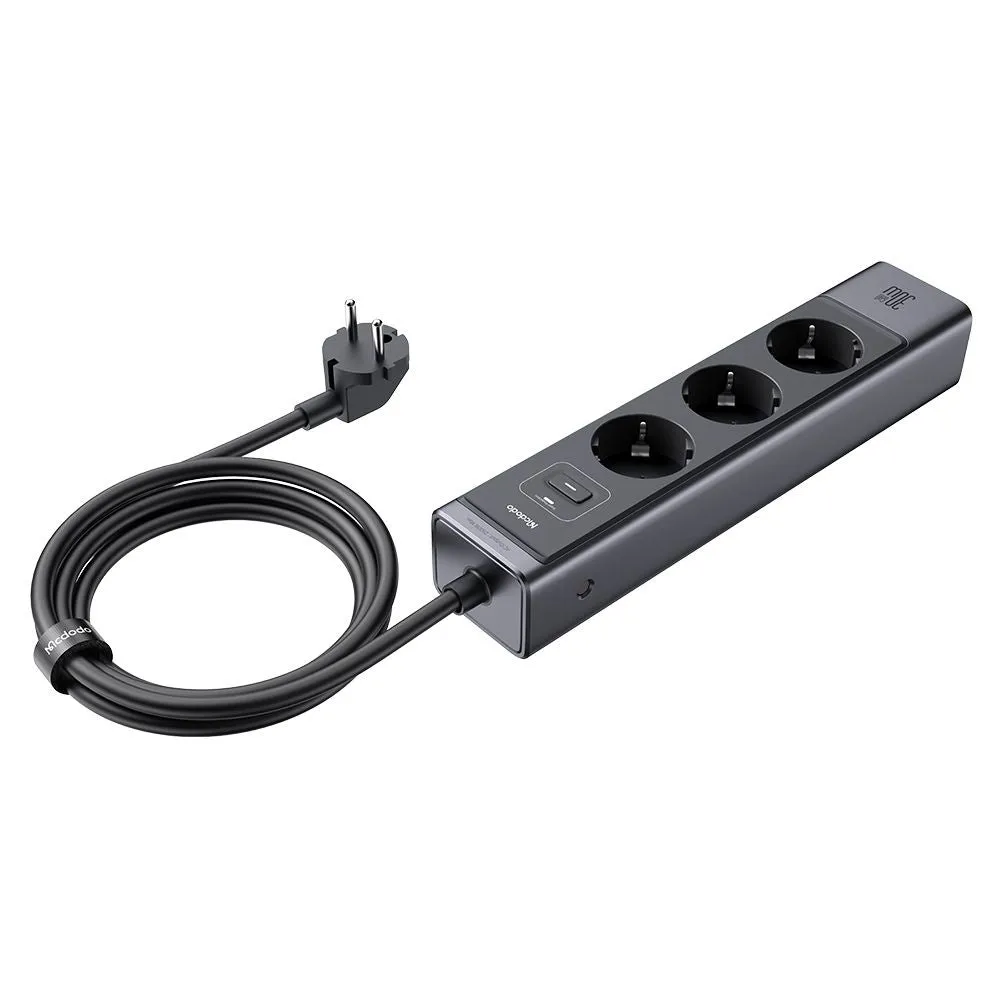 Prolunga McDodo CH-0620, 3 x Schuko - 1 x USB-A - 2 x USB-C, Nero - immagine 1