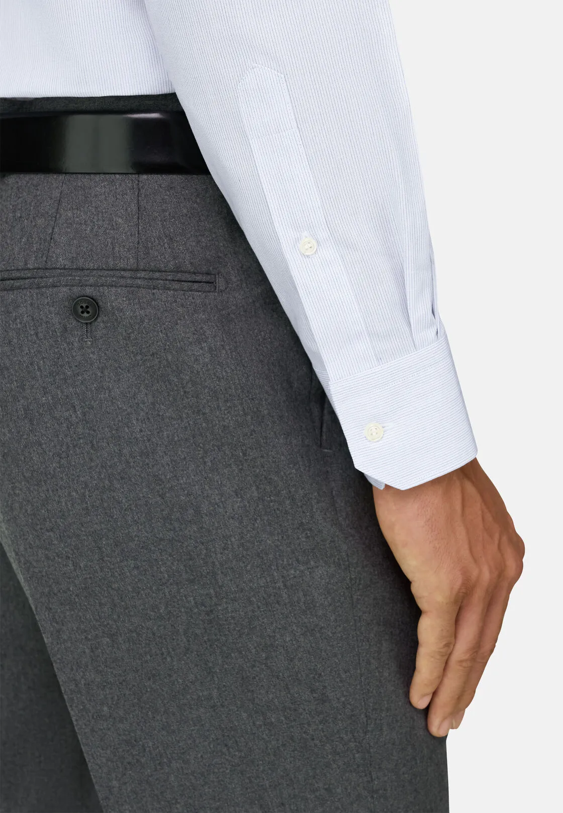 Boggi, Camicia A Righe In Cotone Slim Fit, Uomo, Blu, Taglia: 45 - immagine 4