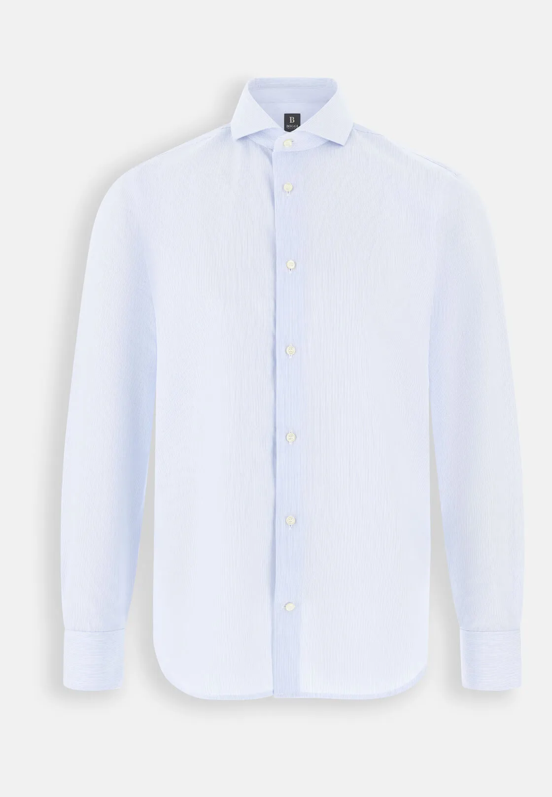 Boggi, Camicia A Righe In Cotone Slim Fit, Uomo, Blu, Taglia: 45 - immagine 6