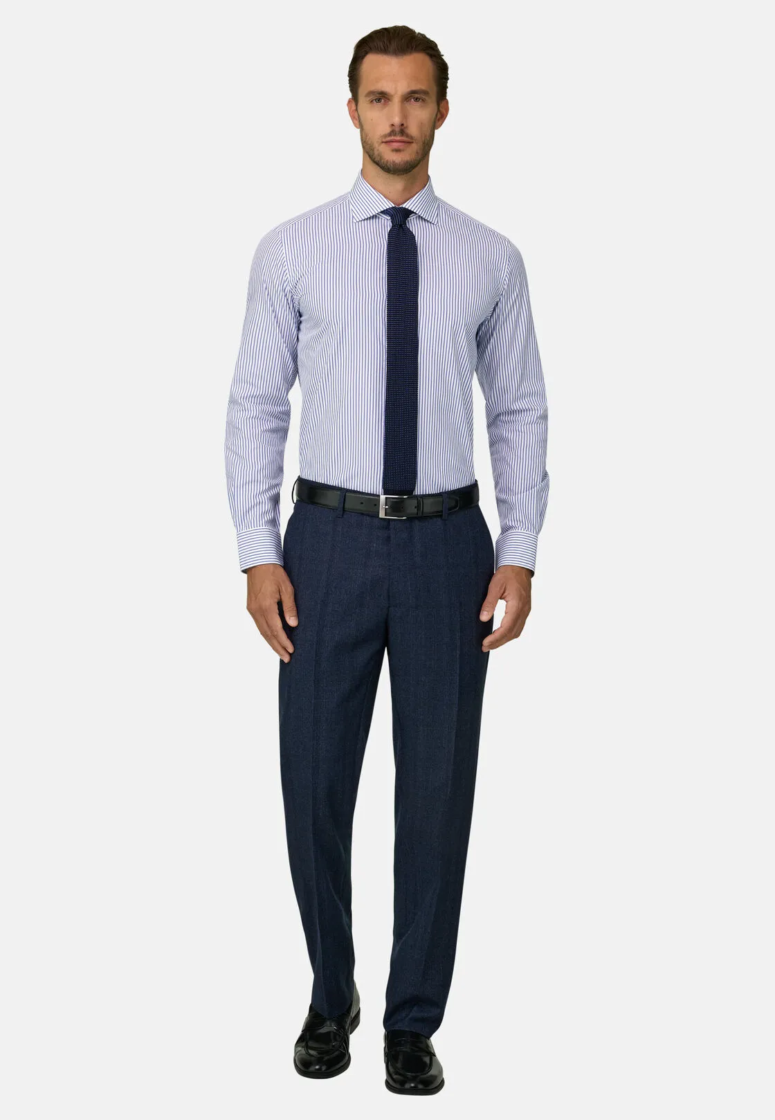 Boggi, Camicia A Righe In Cotone Slim Fit, Uomo, Azzurro, Taglia: 38 - immagine 2