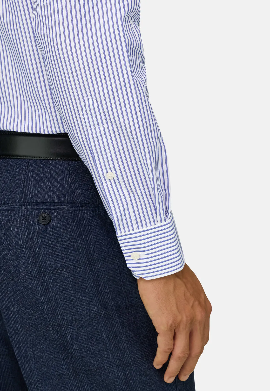 Boggi, Camicia A Righe In Cotone Slim Fit, Uomo, Azzurro, Taglia: 39 - immagine 4
