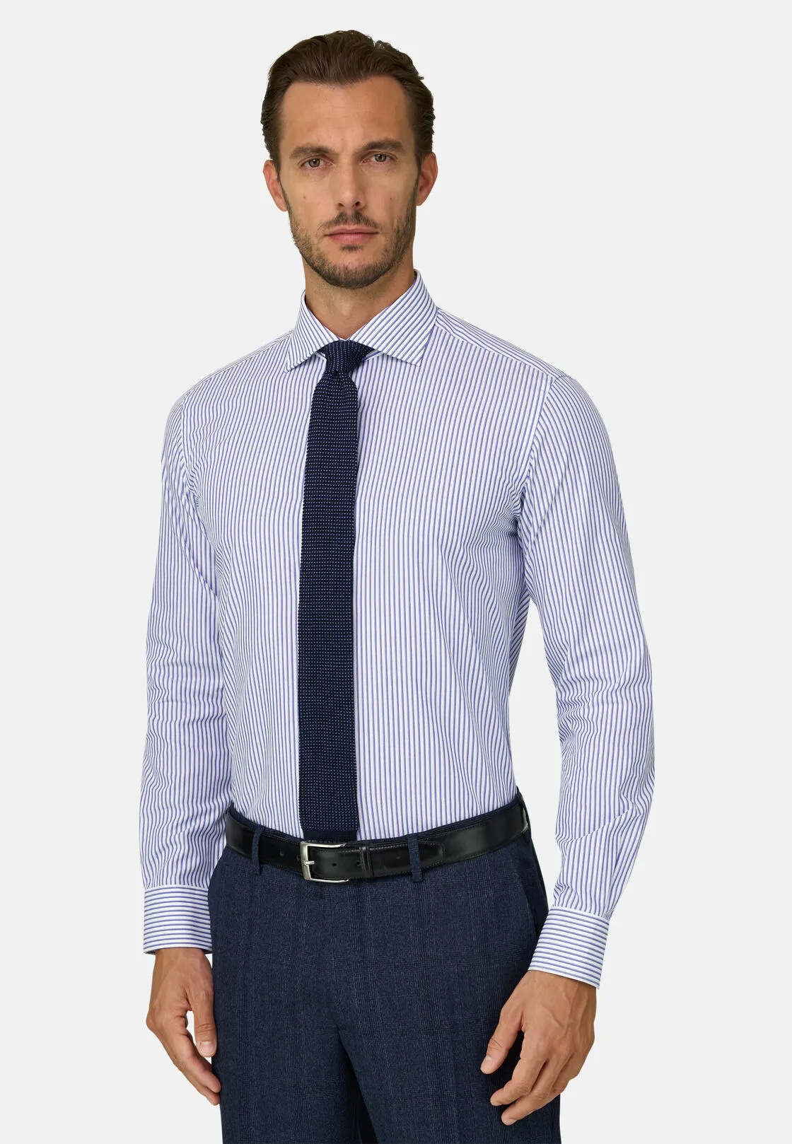 Boggi, Camicia A Righe In Cotone Slim Fit, Uomo, Azzurro, Taglia: 40 - immagine 1