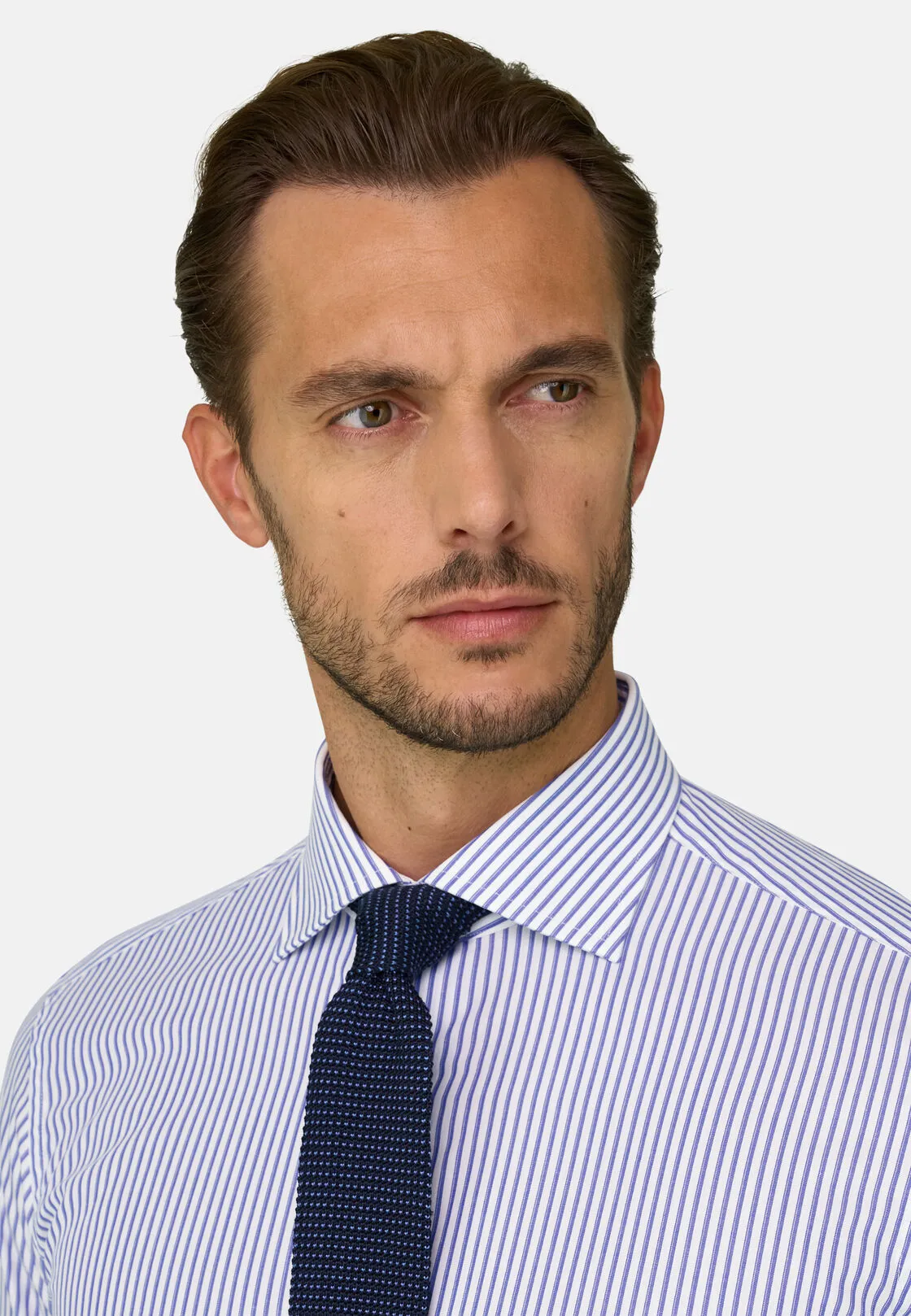 Boggi, Camicia A Righe In Cotone Slim Fit, Uomo, Azzurro, Taglia: 40 - immagine 3