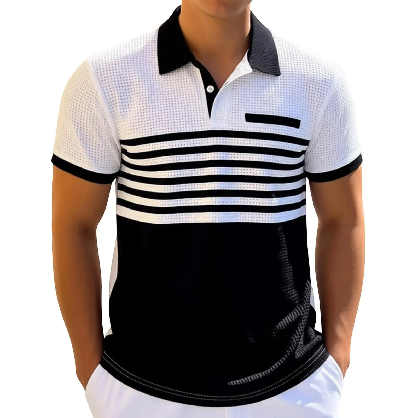 Polo da Rugby a Righe da Uomo Classico Camicia Vintage a Maniche Lunghe Polo a Righe con Colletto Rovesciato Polo da Uomo Oversized a Maniche Lunghe T-Shirt con Vestibilità Normale Sweatshirt a - immagine 1